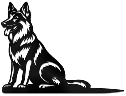 WADORN German Shepherd Metal Yard Art Decor, Dog Stainless Steel Outdoor Tree Silhouette Stake for Tree Yard Garden Patio Animal Outdoor Decor Gift for Housewarming Home Art Decor