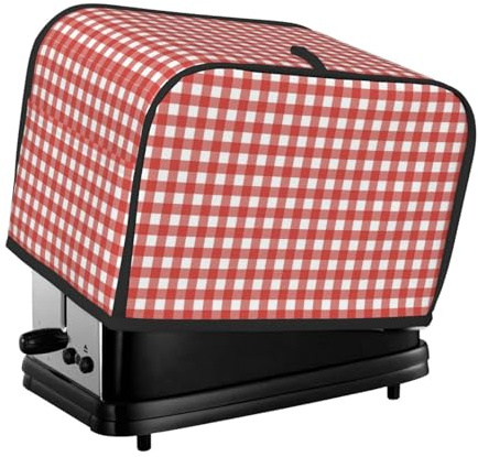 Funda para tostadora de 2 rebanadas con bolsillos, a cuadros rojos y blancos, a cuadros, a cuadros, grasosa, para cocina, accesorios para tostadora de 2 rebanadas