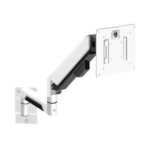 CHURICH-E Monitor Arm, Aluminum Single Monitor Wall Mount, Full Motion Pneumatic Spring Monitor Mount Arm for Screens up to 32 inches and 19.8 lbs, Max VESA 100x100,for Laptop, Computer ect(White)