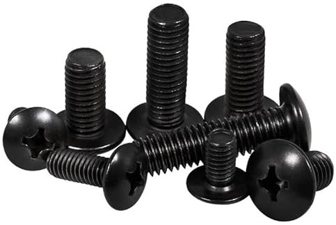 100 Stück M4 / M5 / M6, 3-60 mm TM-Schrauben Flachrundschrauben mit Pilzkopf, schwarz plattierte elektronische Schrauben aus Kohlenstoffstahl(60mmx100pcs,M6)