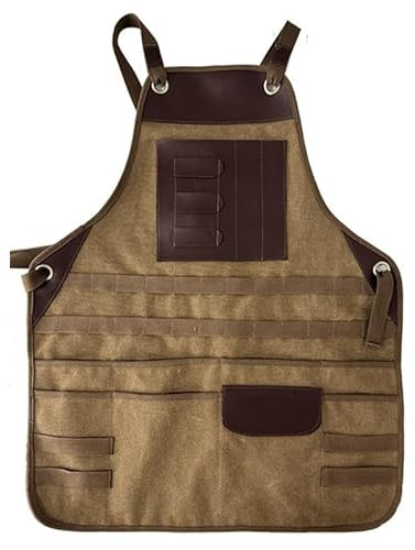 Arbeitsschürzen aus Segeltuch for Männer mit Taschen, verstellbarem Riemen und mehreren Taschen, Tischlerschürze, Werkzeugschürze, Künstler-Malschürze for Geschäft, Garten, Restaurant, Café, Elektrike