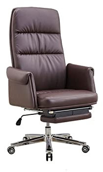 sjdoPulse Bürostühle Home-Office-Schreibtischstühle Chefsessel, Chefsessel Aus Leder, Bequemer Computer-Gaming-Stuhl Mit Liegefunktion Und Fußstütze, Braun