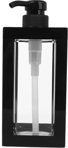BUGUUYO Botella Dosificadora Transparente de 750ml para Baño, Plástico | Capacidad Grande, Control de Salida Fácil, Sello a Prueba de Fugas, Color Negro