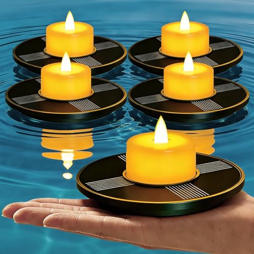 MALUX Schwimmende Pool-Lichter, 5 Pack Solar-Kerzen Outdoor Wasserdicht IP66 Teelichter Batteriebetrieben für Schwimmbad, Teich, Event, Party. (5)