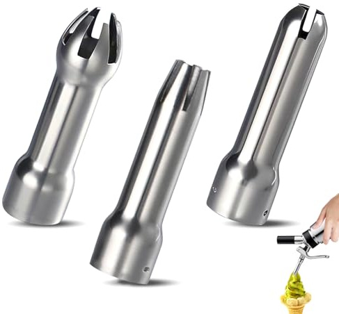 3 Stück Sahnespender-Ersatztüllen, Edelstahl Tüllen Set, Universal Sahnespender Ersatzteile Für Sahnespender Backwerkzeug(Ohne passende Gewindekappe)
