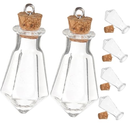 Didiseaon Lot De 6 Mini Bouteilles À Souhaits en Verre avec Couvercle Petites Bouteilles avec Bouchon en Liège Petit Récipient Mini Bouteilles À Souhaits Mini Bocal Décoratif Petite