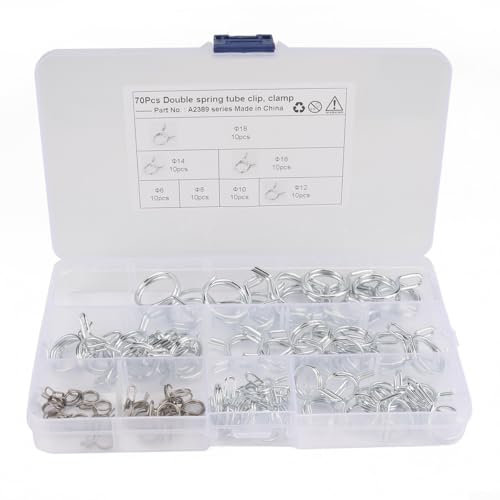 70Pcs Double Wire Spring Clamps for Fuel Pipe Applications in Different Vehicles