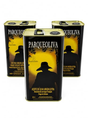 PARQUEOLIVA – Aceite de Oliva Virgen Extra 5L | Pack 3 Latas | DOP Priego de Córdoba | Sabor Intenso y Equilibrado | Dulce, Amargo y Picante en Armonía | Ideal Cocina Gourmet y Profesional