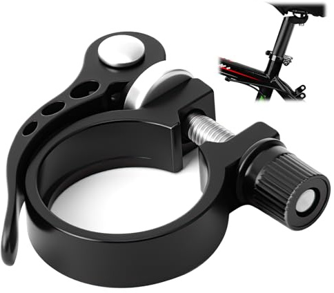 Bike Seat Clamp 34.9mm Quick Release Bicycle Tube Post Clamp Aluminum Alloy Bike Seatpost Collar Release Saddle Clip for MTB Road Folding Casual Track Mountain Bike, Black