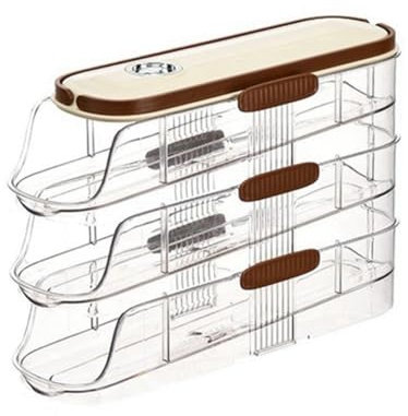 Juqoyue Huevera Transparente con Ruedas para Puerta Lateral de Refrigerador de Cocina, Organizador Apilable para Refrigerador, 10 cm de, Niveles