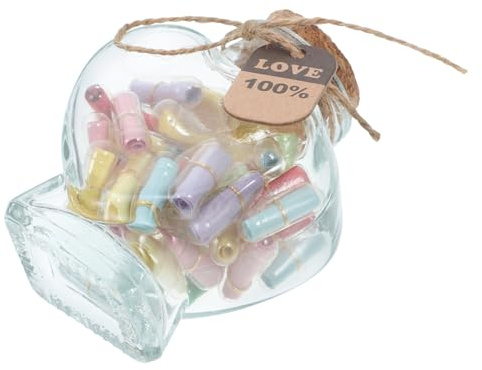 FRCOLOR Bouteilles à Souhaits Miniatures En Verre Transparent Cœur Notes à Écrire Message Romantique Décoratif Saint-valentin Anniversaire Présent Couple
