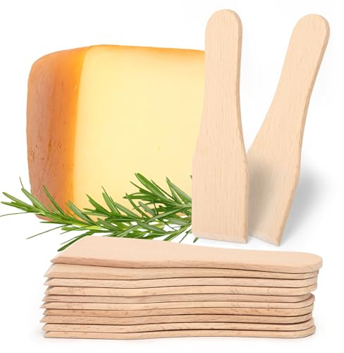 Votoko Set di 12 raschietti per raclette, in legno di faggio, spatola per raclette, raschietto per raclette, 13 cm, per formaggio, barbecue e fonduta, resistente al calore, accessori per raclette