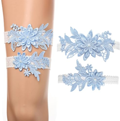 GGUFAY Liga Novia Azul, Regalo Nupcial, Ligas de Boda para Noviasde Novia para Fiesta, Compromiso, Despedida de Soltera (A)