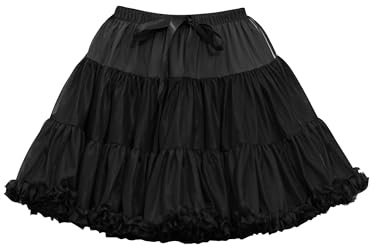 Wikoan Jupons Femme Court Petticoat Jupon sous Robe Jupon de Mariée pour Robes de Mariée Jupe Tulle Vintage Fond de Robe A-Ligne Tutu Party Noir L-XL