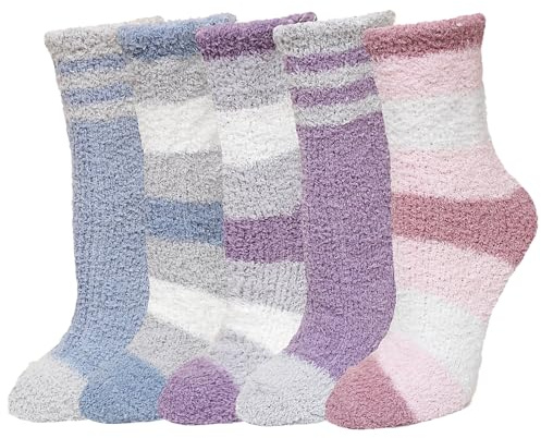 LOFIR Chaussettes Polaire Chaudes Femme: Chaussettes Chausson Hiver en Pilou Pilou - Épaisses Thermiques pour la Maison et Cadeau de Noël 5 Paires 36-42