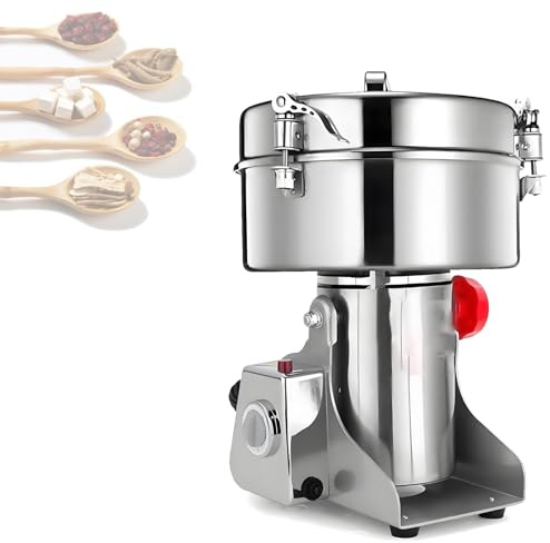 Feiphla Molino De Grano De Alta Velocidad De Acero EléCtrico Cereales Molinillo De Harina De MaíZ Pulverizador De Polvo De La MáQuina para La Especia Seca Granos Café Arroz 430-2500g(Buckle)