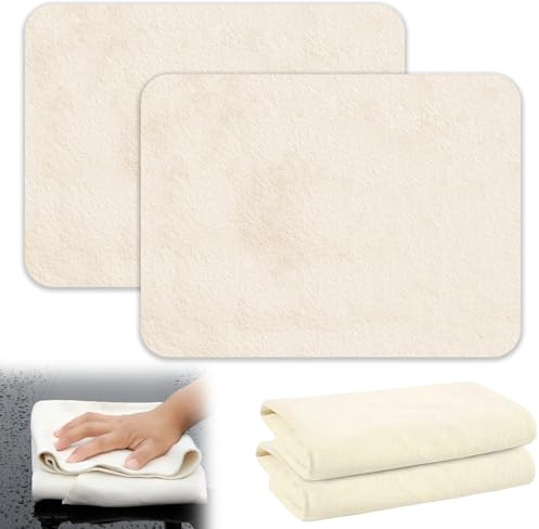 2 Pcs Absorbent Chamois Leather for Cars, 40 x30cm Soft Shammy Leather Cloth for Car Drying Car Wash, Scratch-Free Shammy Cloth Wash Leathers for Cars Leathers Chamois for Auto Windows Clean drying