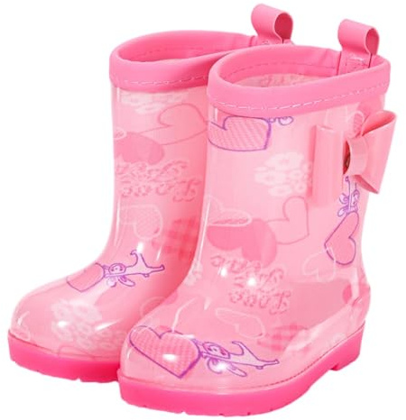 Hixingo Stivali Pioggia Bambino e Bambina 15-23EU, Fumetto Scarpe Bambine e Ragazze/Scarpe Bambini e Ragazzi, Antiscivolo Impermeabili Stivali per Bambini (Rosa,18)