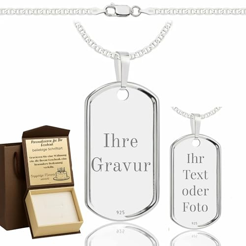 ZELYA ketten für herren silber 925, personalisierte geschenke männer - Erkennungsmarke mit gravur, militär smuck, dog tag militär