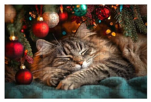 Puzzle 1000 Teile Weihnachten, Katze Puzzle 1000 Teile Erwachsene, Puzzel für Die Ganze Familie, Klassische Puzzles Geschicklichkeitsspiel, Holzpuzzle Geschenke für Frauen Geschenke für Männer -2011