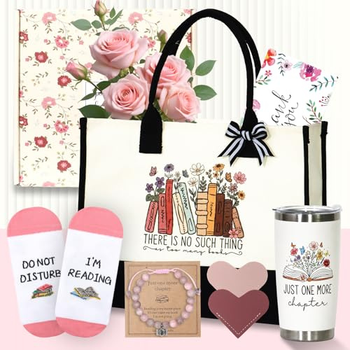 ZYUQFAN Book Lovers Gifts for Women, Bookish Gift for Books Lover | Canvas Tote Bag Gifts Set Mug Christmas Presents Basket for Girl Friend, Bookworms, Readers, Librarians