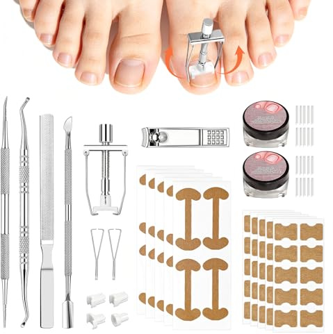 Inåtväxta tånaglar korrigeringsset, enkelt verktygsset för vuxna tånaglar, nagelklämma fotnaglar med tånagelkorrigeringsmärke, fotvårdsset i rostfritt stål professionellt