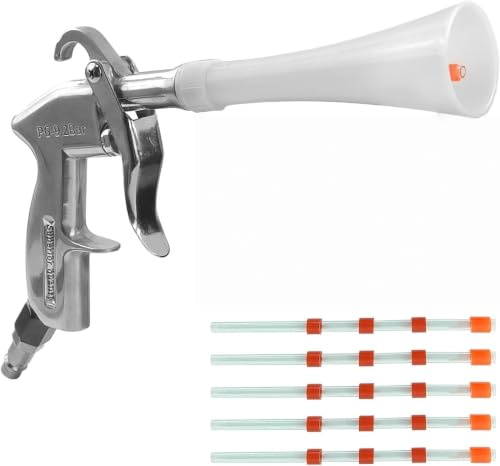 6 Pièces Soufflette à Air Comprimé, Pistolet et Kit de Nettoyage pour Intérieur de Voiture avec 5 Tuyaux, Accessoire de Compresseur à Air en Alliage d'Aluminium, pour Détailing Auto, Atelier et Maison