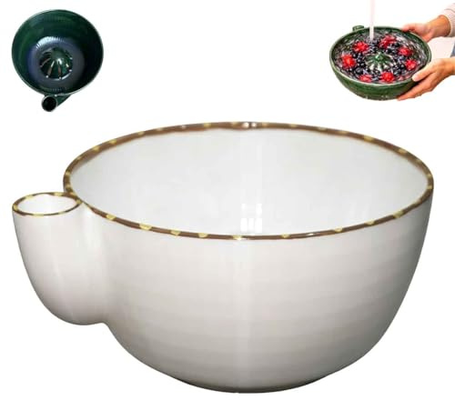 Ciotole Per Lavare Bacche Autorotante,Cesto Per Lavare Frutta A Stampato In 3d Con Fori Scarico,Pulizia A 360° E Lavaggio Rapido,Per Fragole,Mirtilli E Piccoli Frutt (bianco)