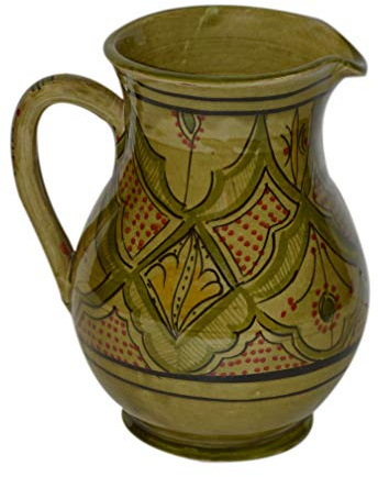 Moroccan Pitchers Sangria Handmade Ceramic Carafe Beverage Dispenser Jar Cooler Easy Pour 58 Oz Large