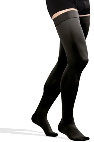 TONUS ELAST 23-32 mmHg AG Kompressionsstrümpfe mit Silikonband, mit geschlossener Zeh, Medizinische Klasse II, KKL 2 Stützstrümpfe mit Fußspitze für Damen & Herren (S, 158-170 cm, Schwarz)