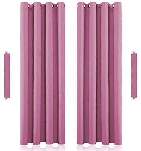 John Aird Blackout Curtains Thermal Energy Saving Eyelet Curtains for Bedroom & Living Room Including Tie Backs (Pink, W 46 x L 72 (2 Panels)