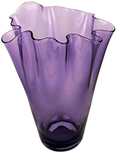 SIGNATURE HOME COLLECTION Glasvase mundgeblasen Dekovase Blumenvase lila, Glas, Lila Fliederfarben, 21 x 21 x 30 cm, 1 Einheiten