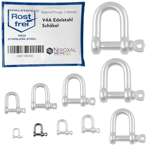 Rundschäkel Edelstahl V4A (A4) Ø5 mm – 4 Stück – hochfest bis ca. 650 kg – Schäkel rostfrei