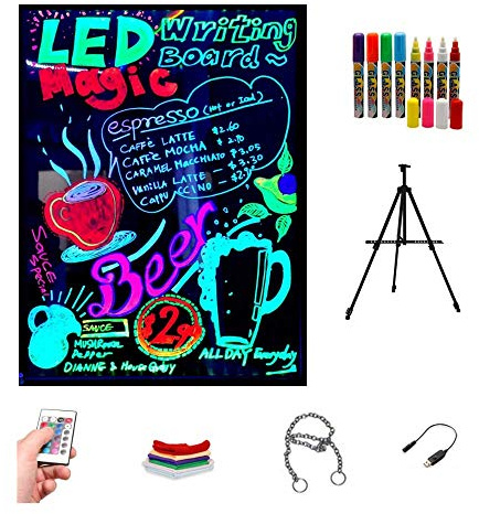 Pizarra LED luminosa 40x60cm, RGB, acrílica + TRÍPODE + PACK 8 ROTULADORES, ENTREGA 1-3 DÍAS