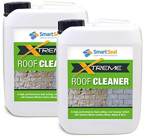 SmartSeal Roof Cleaner Xtreme - 2 x 5L - Powerful Green Growth Remover for Roofs - Rapid & Effective Algae, Lichen & Mould Remover for Use on Concrete, Slate, Clay, Terracotta & Composite Roof Tiles