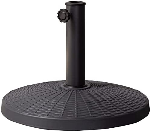 AKTIVE Base per ombrellone rotonda, ombrellone da esterno 44,5x33 cm, poliresina nera, tubo in acciaio Ø38-48 mm, supporti per ombrellone, giardino, terrazza, resistente, regolabile, durevole (53902)