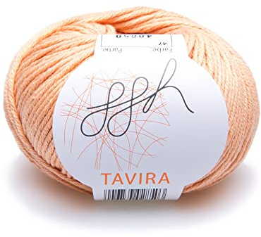 ggh Tavira - 100% Baumwolle - Lauflänge 80m auf 50g - Nadelstärke 4-5 - Wolle zum Stricken oder Häkeln geeignet - Farbe 047 - Apricot