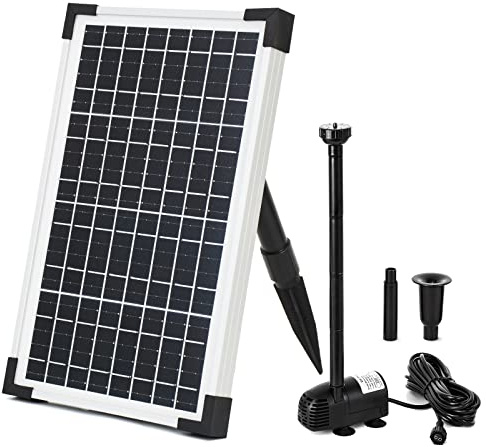 ECO-WORTHY Solar Fountain Water Pump Kit 12 W, 196 GPH+ 12 Watt Solar Panel Submersible Powered Pump for Small Pond, Garden Decoration, Pool, Birdbath(Need Sunlight) Black