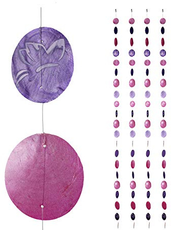 Relaxdays Capiz Girlande 4er Set, für Fenster, Balkon, Tür, Muschelplättchen Vorhang, Dekoketten 180 cm lang, bunt | Muschelplättchen Vorhang, Butterfly Dekoketten
