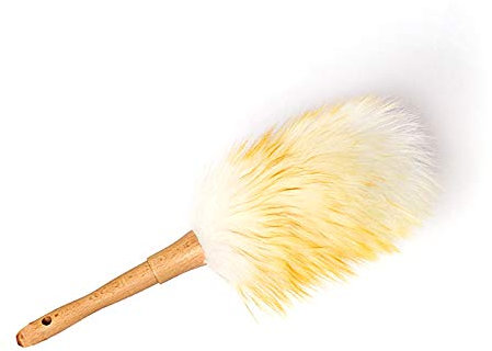 XGzhsa Small Soft Wool Microfibre Duster with Wooden Handle, Anti-Static, Suitable for Home, Car, Office, Furniture, Desk, Book Dust Cleaning
