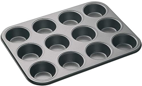 plastific 12 Cup Muffin Baking Tray Non Stick Carbon Steel Cupcake Tin | Yorkshire Puddings Baking Oven Tray