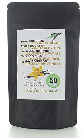 Baccelli di vaniglia Bourbon (50 pezzi - 12-13 cm) 100% naturali dal Madagascar, freschi e succosi, alto contenuto di vaniglia, vaniglia gourmet di alta qualità