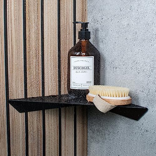 Schulte D1854 68 Duschablage zum Kleben, Mattschwarz, Aufbewahrung von Duschzeug, ohne bohren fürs Badezimmer