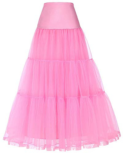Linghe 50er Langer Petticoat gekräuselte Krinoline Vintage Hochzeit Braut Petticoat für Brautkleider Unterrock Rockabilly Tutu Rock