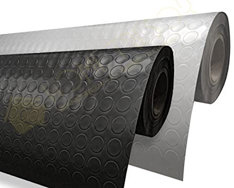 Home Tresor - Pavimento Tappeto in PVC Gommato, Pvc Bullonato, Rivestimento, Copri Pavimento, Lamina Multiuso Antiscivolo Flessibile Altezza cm. 100 (MT 1 X 8 GRIGIO)