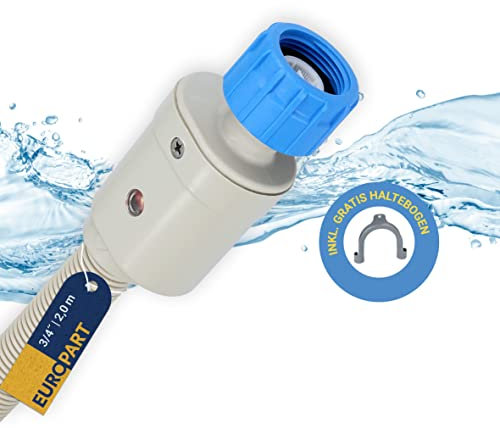 Europart 10071943 Manguera de entrada de agua fría 2,0 m 3/4 25 °C con válvula de seguridad Aquastop universal para lavadora lavavajillas