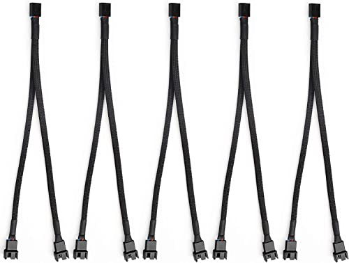 Aypzuke 5 Packs PWN Fan Splitter Lüfterteiler kabel (3PIN +4PIN) 1 bis 2 Converter.