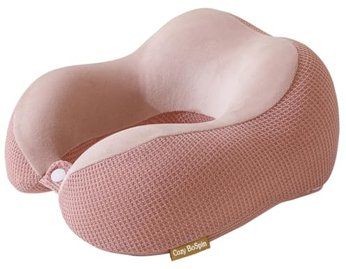 Cozy BoSpin Travel Pillow - Neck Pillow for Traveling, Memory Foam Portable Support Pillow,Comfortable and Lightweight Quick Pack for Camping,Sleeping Rest Cushion (Pink)
