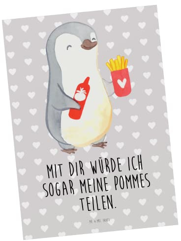 Mr. & Mrs. Panda Postkarte Pinguin Pommes - Geschenk, Postkarten, Grußkarte, Hochzeitstag, Ansichtskarte, Jahrestag, bildkarte, Fotokarte, für Partner, Freundin, Frauen, Valentinstag