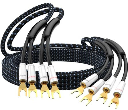 Tertullus 1 paio di cavi per altoparlante audio OFC placcati in argento con spina a banana HiFi per home cinema, amplificatore, altoparlante, sistema HiFi a banana da 2,5 m